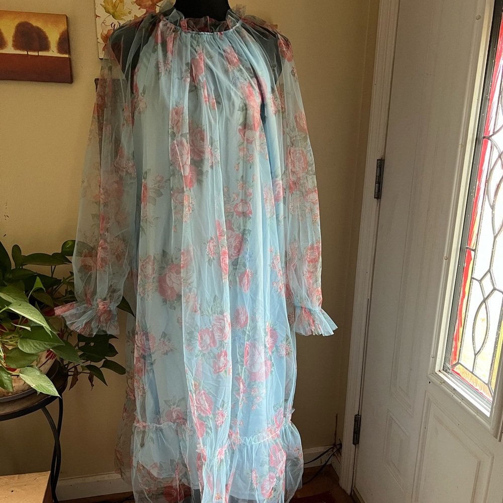 Shein Curve Pink and Blue Dress, Plus Size